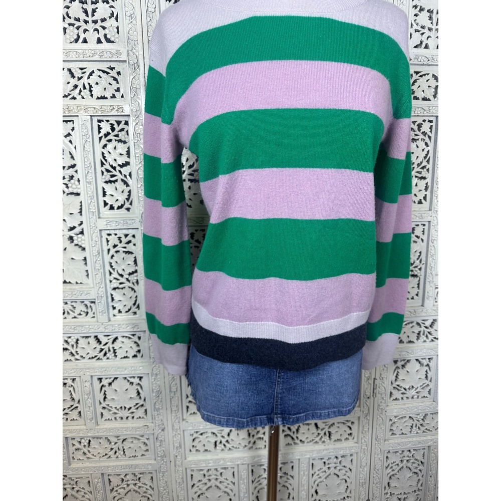 Tsumori Chisato Pink & Green 100%Cashmere Striped Long Sleeve Crew Neck Sweater - Picture 3 of 8